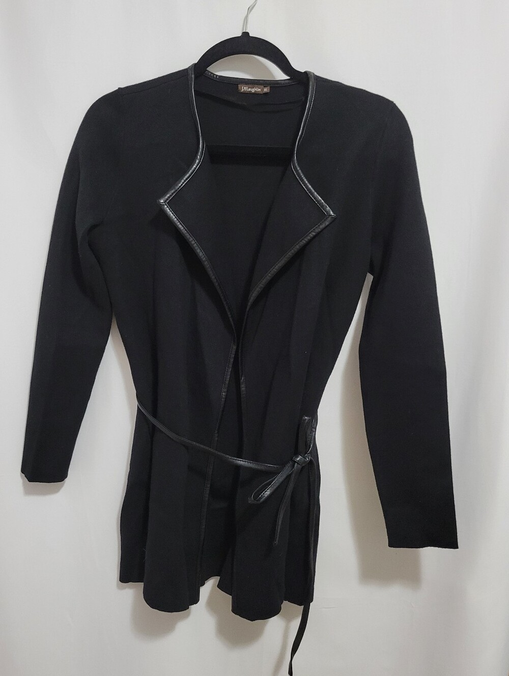 J. McLaughlin Black Women's Belted Open-Front Cardigan Jacket Cashmere Blend. XS